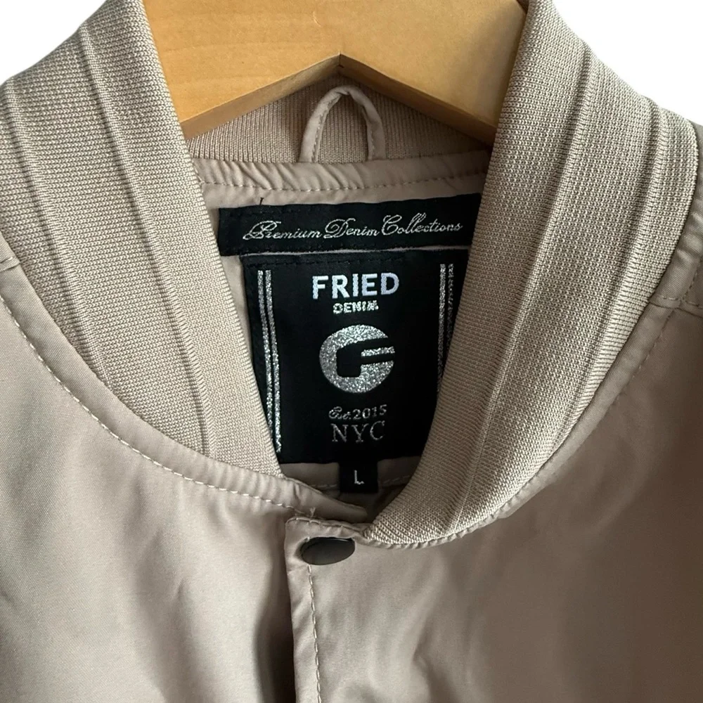 Fried Denim NYC  Varsity Style Jacket Black & Tan | Size L